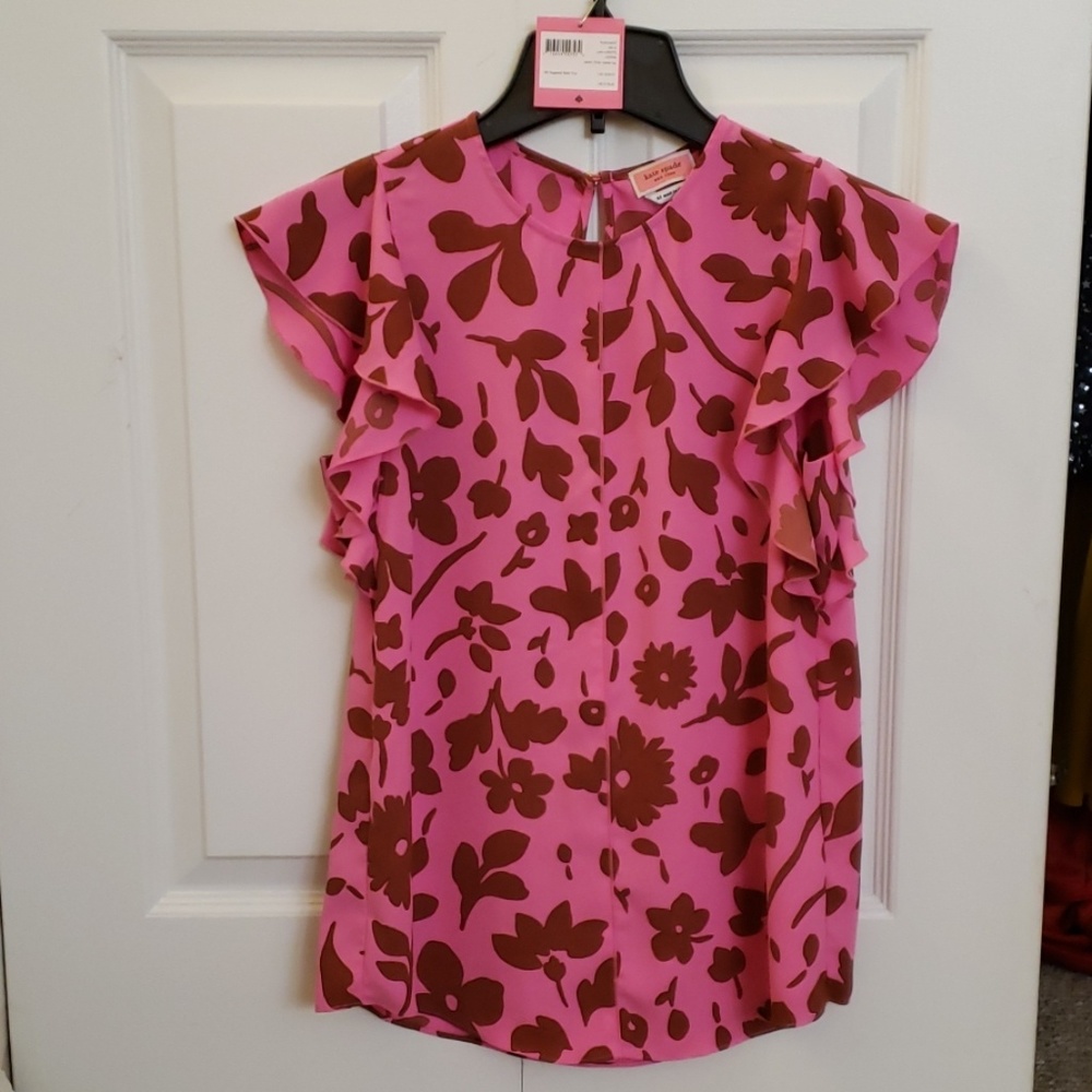 Kate Spade mainline splash flutter sleeve top